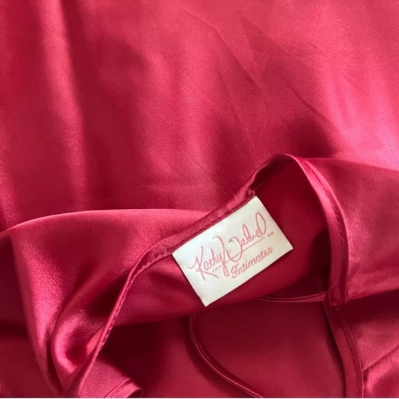 Vintage Kathy Ireland Babydoll Satin Slip Dress Medium Red - Picture 7 of 7